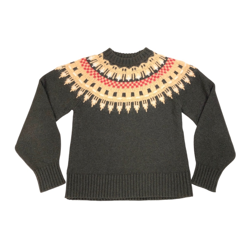A.L.C. Fair Isle Yoke Patterned Knit Sweater Women's Medium Wool Silk Alpaca